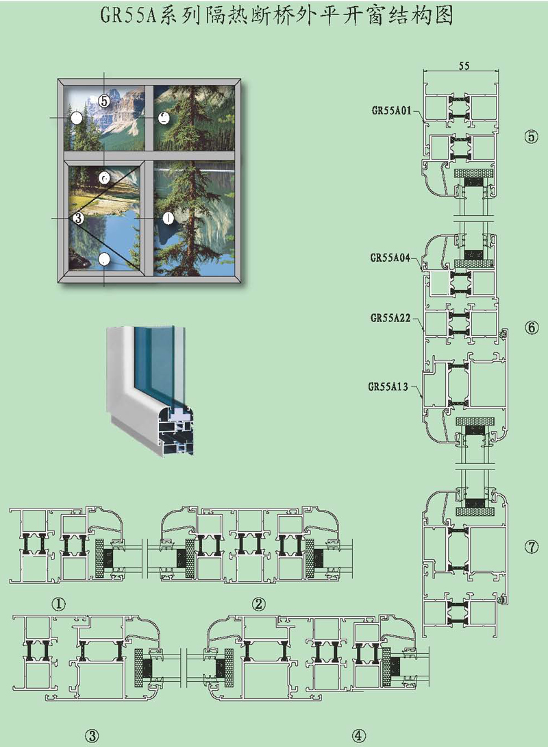 GR55A系列隔热断桥外平开窗