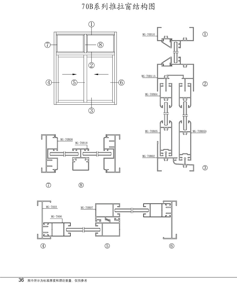 70B系列推拉窗结构图