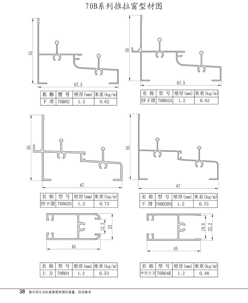 70系列推拉窗型材图