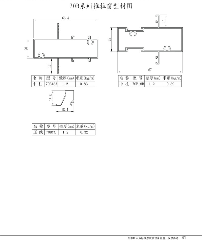 70系列推拉窗型材图